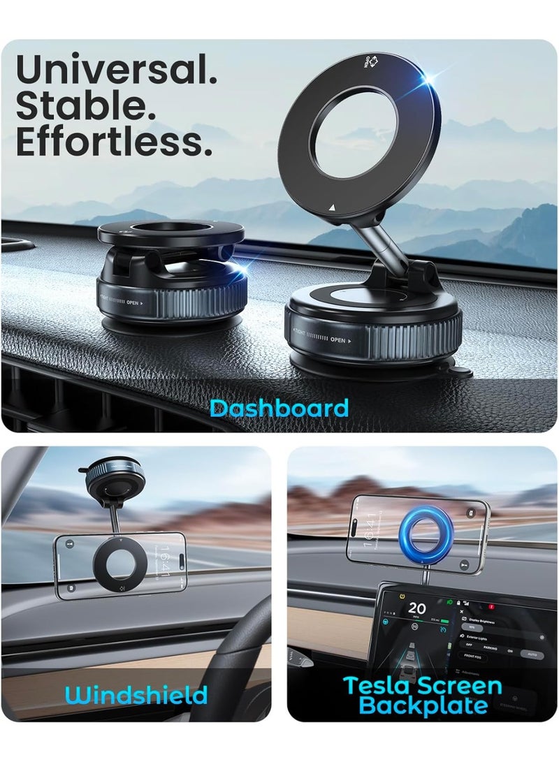 Amal Estore Magnetic Car Phone Holder, 360° Rotatable and Foldable, with Vacuum Suction Cup and Magnetic Ring, Mini Car Phone Mount with Magnetic Ring, for Car/Desk/Mirror and Other Smooth Surface - Image 2